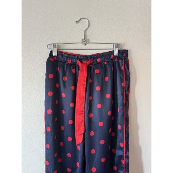 ABERCOMBIE & Fitch Pajama Size Small Blue Red Polka Dot Print Pants Shirt - Picture 6 of 8